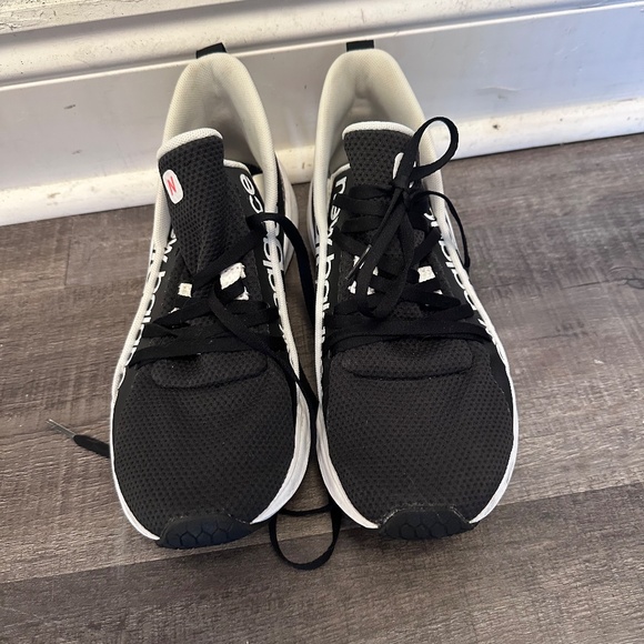 New Balance Black and White Athletic Shoes with Leopard Accent - Picture 2 of 4